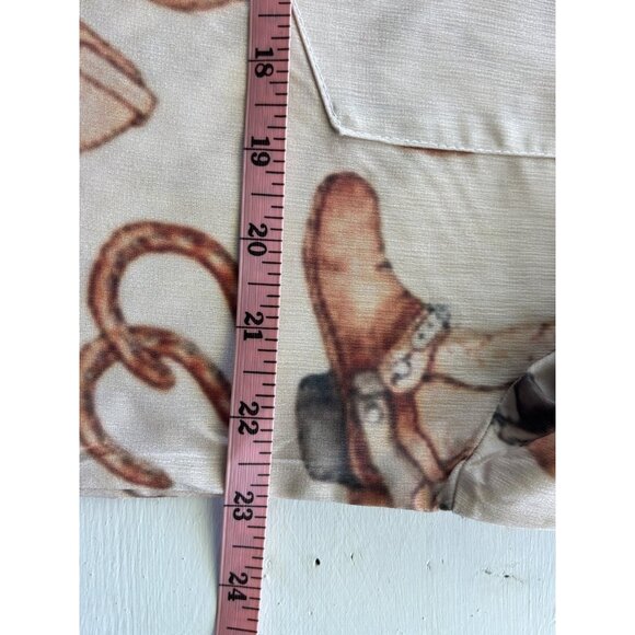 Vintage Western Cowboy Boots & Horseshoes Sheer Button-Up Shirt Size L - Picture 6 of 8